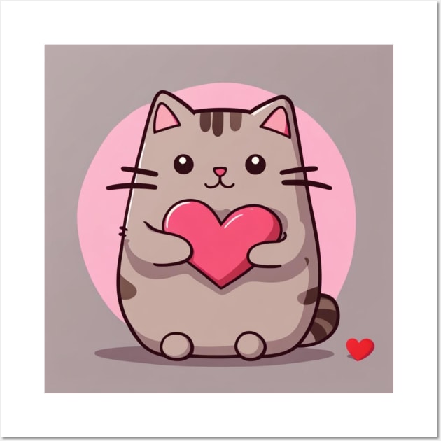 Cute kitten Valentine pu-sheen Wall Art by Love of animals